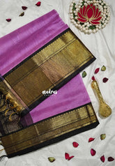Lilac Purple - Meenakshi - Light Weight Pure Silk Cotton Saree Pure Silk Getti Border Contrast Pallu and Blouse - Perfect for Wedding Functions