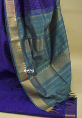 Violet Purple with Bluish Grey - Vaibhogam - Pure Silk Cotton with Kattam Body with Zari Border