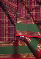 Beetroot Pink - Meenakshi - Light Weight Pure Silk Cotton Saree Checks with Thousand Buttas and Rettapet Rudraksham Border - Perfect for Wedding Functions