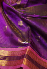 Royal Purple - Meenakshi - Pure Silk Cotton Saree Vaira Oosi Weaving with Mayil Buttas Contrast Pallu and Blouse - Perfect for Wedding Functions