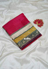 Raspberry Pink - Swara – Grandeur Pure Viscose Silk Saree Tri-color 3D Elephant & Mayil Butta with Contrast Pallu and Blouse - Best for Wedding Function | Diwali Festive
