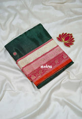 Deep Green - Swara – Grandeur Pure Viscose Silk Saree Tri-color 3D Elephant & Mayil Butta with Contrast Pallu and Blouse - Best for Wedding Function | Diwali Festive