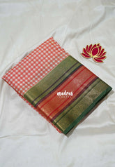 Rust Peach - Durga - Banarasi Premium Viscose Silk Saree Podi Kattam, Zari Checks Weaving with Buttas and Traditional Tri-Line Border - Best for Diwali Festive | Wedding Functions