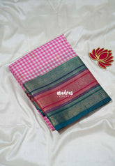 Lotus Pink - Durga - Banarasi Premium Viscose Silk Saree Podi Kattam, Zari Checks Weaving with Buttas and Traditional Tri-Line Border - Best for Diwali Festive | Wedding Functions