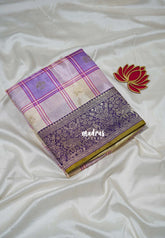 Lavender Purple - Swara – Grandeur Pure Viscose Silk Saree Madras Checks & Gandaberunda Buttas with Yaanai Border Contrast Pallu and Blouse - Best for Diwali Festive | Wedding Functions