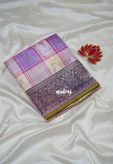 Lavender Purple - Swara – Grandeur Pure Viscose Silk Saree Madras Checks & Gandaberunda Buttas with Yaanai Border Contrast Pallu and Blouse - Best for Diwali Festive | Wedding Functions