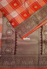 Jet Black & Grey - Swara – Grandeur Pure Viscose Silk Saree Madras Checks & Gandaberunda Buttas with Yaanai Border Contrast Pallu and Blouse - Best for Diwali Festive | Wedding Functions