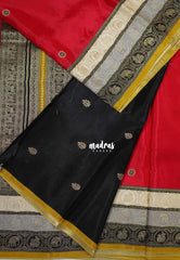 Chilli Red - Swara – Grandeur Pure Viscose Silk Saree Tri-color 3D Elephant & Mayil Butta with Contrast Pallu and Blouse - Best for Wedding Function | Diwali Festive