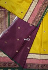 Yellowish Green - Swara – Grandeur Pure Viscose Silk Saree Tri-color 3D Elephant & Mayil Butta with Contrast Pallu and Blouse - Best for Wedding Function | Diwali Festive