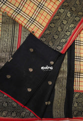 Golden Beige - Swara – Grandeur Pure Viscose Silk with Burberry Checks Body and 3D Elephant & Mayil Buttas