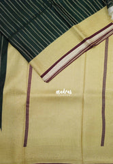 Midnight Green - Swara – Grandeur Pure Viscose Silk Saree Zari Stripes Weaving Mayil Scallop Border with Contrast Pallu and Blouse - Best for Diwali Festive | Wedding Functions