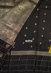 Turmeric Yellow & Brown - Swara – Grandeur Pure Viscose Silk Saree Mango Buttas and Checks Border with Peacock & Rich Pallu - Best for Diwali Festive | Wedding Functions