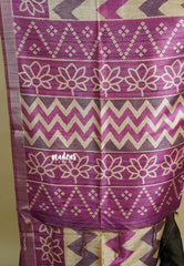 Magenta and Purple - Roopa - Lightweight semi tussar grooves weaving with zig zag prints - Best for Elegant Style