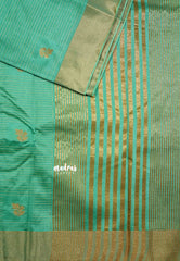 Teal Green - Raaga - Lightweight Semi tussar kantha stitch weaving body