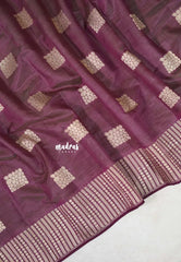 Dual Shade Wine Plum - Raaga - Raw Mango Tussar Silk with geometric zari buttas - Best for Small Functions