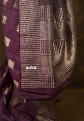 Dual Shade Wine Plum - Raaga - Raw Mango Tussar Silk with geometric zari buttas - Best for Small Functions