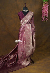 Burgundy purple - Raaga Premium Semi tussar with Tissue Blend - Perfect for Night Functions