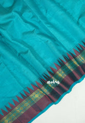 Dual Shade Teal Green with Maroon - Raaga - Semi Tussar with Rudraksham Border - Best for Small Functions