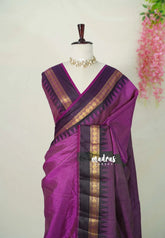 Dual Shade Magenta with Black - Raaga - Semi Tussar with Rudraksham Border - Best for Small Functions