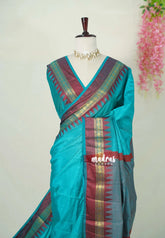 Dual Shade Teal Green with Maroon - Raaga - Semi Tussar with Rudraksham Border - Best for Small Functions