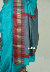 Dual Shade Teal Green with Maroon - Raaga - Semi Tussar with Rudraksham Border - Best for Small Functions