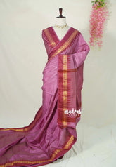 Dual Shade Onion Pink with Maroon - Raaga - Semi Tussar with Rudraksham Border - Best for Small Functions