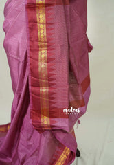 Dual Shade Onion lilac Pink with Maroon - Raaga - Semi Tussar with Rudraksham Border - Best for Small Functions