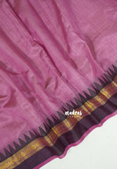 Dual Shade Onion Pink with Black - Raaga - Semi Tussar with Rudraksham Border - Best for Small Functions