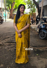 Golden glaze - Meera - Semi Tussar Saree Thread Weaving Buttas with Tiny Border