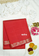 Red - Raaga - Lightweight Semi tussar saree wtih leaf border