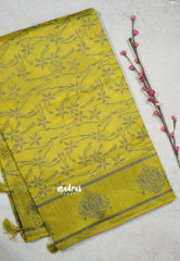 Greenish Yellow - Raaga - Premium Semi tussar antique weaving buttas and border