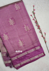 Onion Pink - Raaga premium semi tussar with rettapet border full silver weaving boday