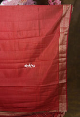 Dual Shade Brick Maroon - Raaga Premium Semi Tussar with Tiny Square Weaving Buttas Traditional Border - Perfect for small functions | Temple visit