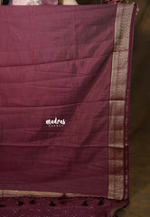 Dual Shade Wine-Maroon - Raaga Premium Semi Tussar with Tiny Square Weaving Buttas Traditional Border - Perfect for small functions | Temple visit