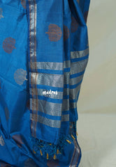 Peacock Blue - Raaga - Semi Tussar Saree Thread Weaving Buttas with Small Border - Best for Small Functions