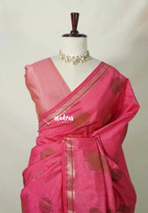Queen's Pink - Raaga - Semi Tussar Saree Thread Weaving Buttas with Small Border - Best for Small Functions