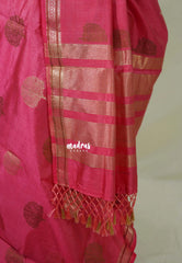 Queen's Pink - Raaga - Semi Tussar Saree Thread Weaving Buttas with Small Border - Best for Small Functions