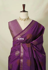 Royal Purple - Raaga - Semi Tussar Saree Thread Weaving Buttas with Small Border - Best for Small Functions