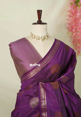 Royal Purple - Raaga - Semi Tussar Saree Thread Weaving Buttas with Small Border - Best for Small Functions