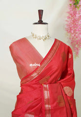 Spicy Red - Raaga - Semi Tussar Saree Thread Weaving Buttas with Small Border - Best for Small Functions