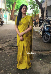 Yellowish green - Meera - Semi Tussar Saree Thread Weaving Buttas with Tiny Border