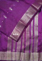 Dual Shade Magenta Purple - Raaga - Raw Mango Tussar Silk with Checks Grooves Body - Best for Wedding Functions