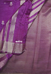 Dual Shade Magenta Purple - Raaga - Raw Mango Tussar Silk with Checks Grooves Body - Best for Wedding Functions