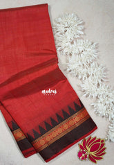 Dual Shade Red with Black - Raaga - Semi Tussar with Rudraksham Border - Best for Small Functions