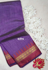 Dual Shade Lavender Purple with Maroon - Raaga - Semi Tussar with Rudraksham Border - Best for Small Functions