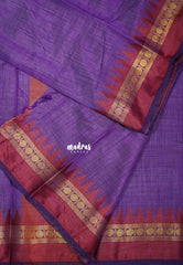 Dual Shade Lavender Purple with Maroon - Raaga - Semi Tussar with Rudraksham Border - Best for Small Functions