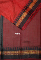 Dual Shade Red with Black - Raaga - Semi Tussar with Rudraksham Border - Best for Small Functions