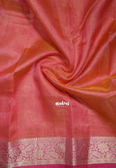 Dual shade Rose pink - Raaga - Lightweight Semi Tussar Saree with Floral Border and Buttas - Best for Wedding Functions