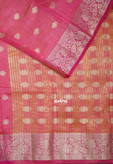Dual shade Rose pink - Raaga - Lightweight Semi Tussar Saree with Floral Border and Buttas - Best for Wedding Functions