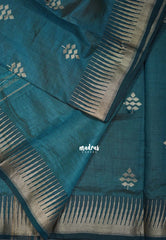 Dual Shade Teal Green - Raaga - Semi Tussar with Temple Border - Best for Small Functions